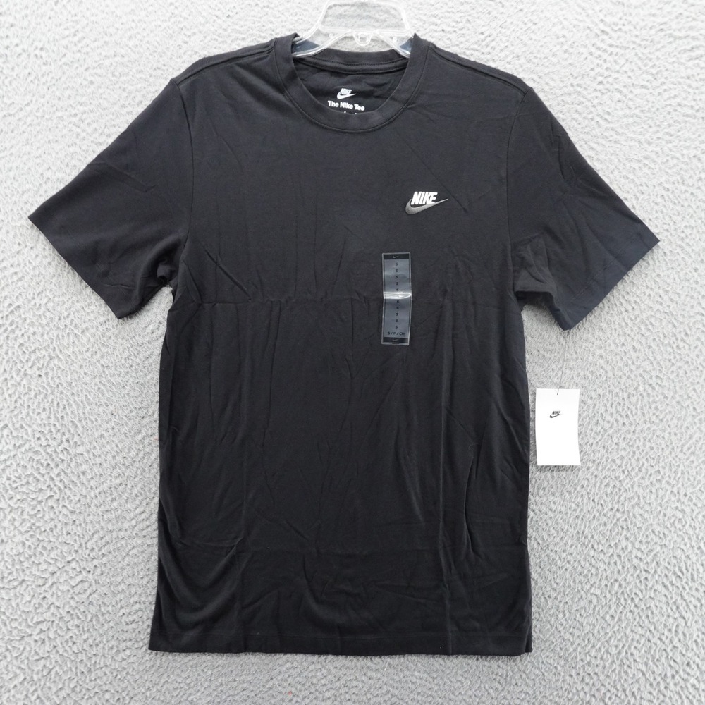 Nike Sportswear Club Mens Black Futura Logo Cotton T-Shirt Small NEW
